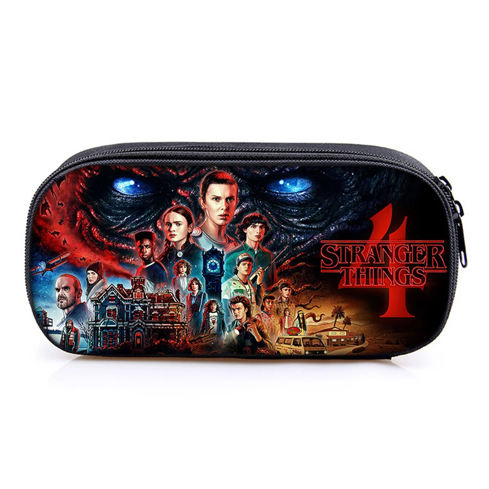 Anime Stranger Things Pencil Bags Students Stationery Supply Pen Pencil Holder Cartoon Purse Gift Cosmetic Case Bag