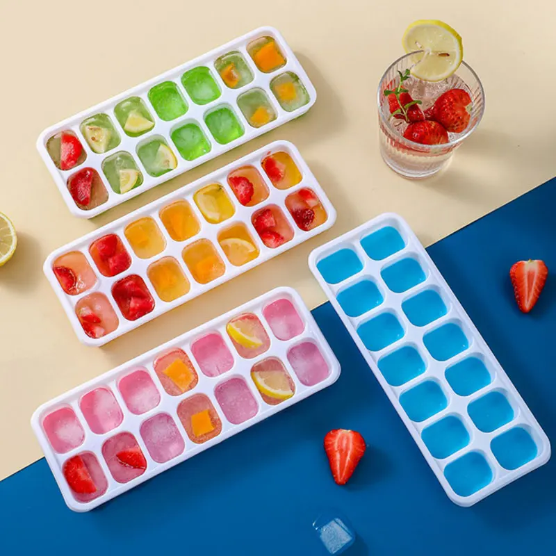 

14 Grid Ice Tray Silicone Mold with Removable Lid Stackable for Whiskey Cocktails Food Grade Mold Kitchen Tools Easy Demolding