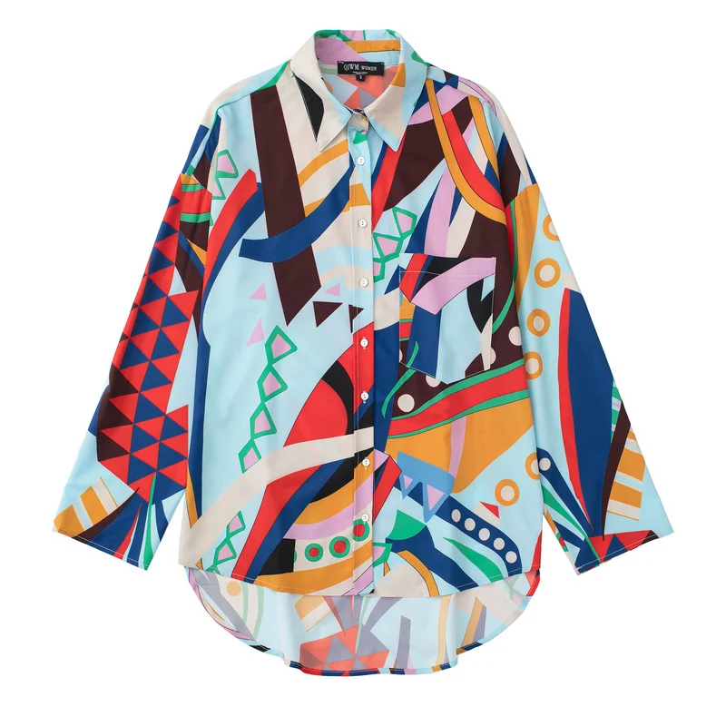 

Hikigawa Chic Fashion Women Tops With Front Pockets Loose Casual Button Up Shirt Vintage Streetwear Long Sleeve Blouse Top Mujer