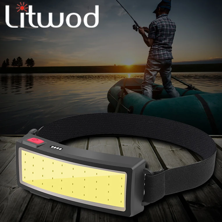 

Светодиодный налобный фонарь в новом стиле, портативный COB фонарь со встроенным аккумулятором и зарядкой от USB, для работы, кемпинга