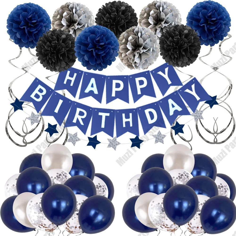 

Birthday Decorations Balloons Blue Birthday Party Decorations for Men Women Boys Grils Happy Birthday Balloon Decor Suit