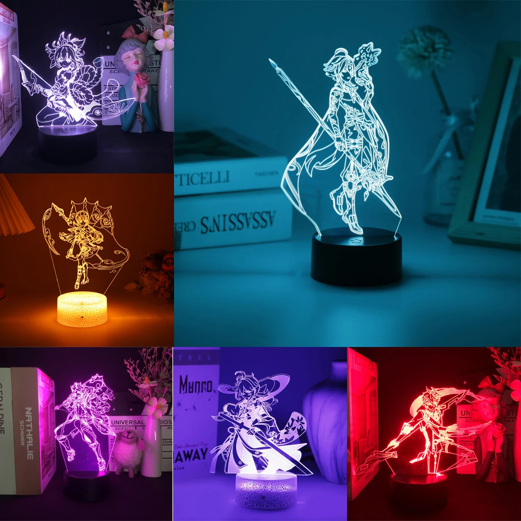 Игра 3D Led Genshin Impact Hu Tao Xiao 16 цветов лампа аниме светильник для детской комнаты Декор