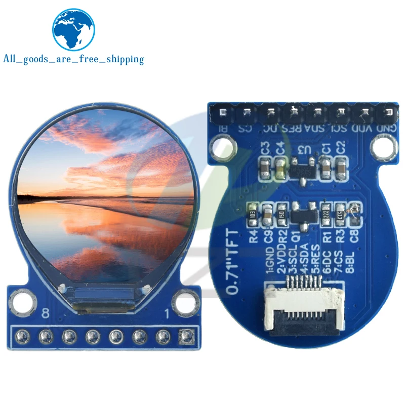 

TZT TFT Display 0.71 Inch TFT LCD Display Module Round RGB 160*160 GC9A01 Driver 8PIN SPI Interface 160x160 PCB For Arduino