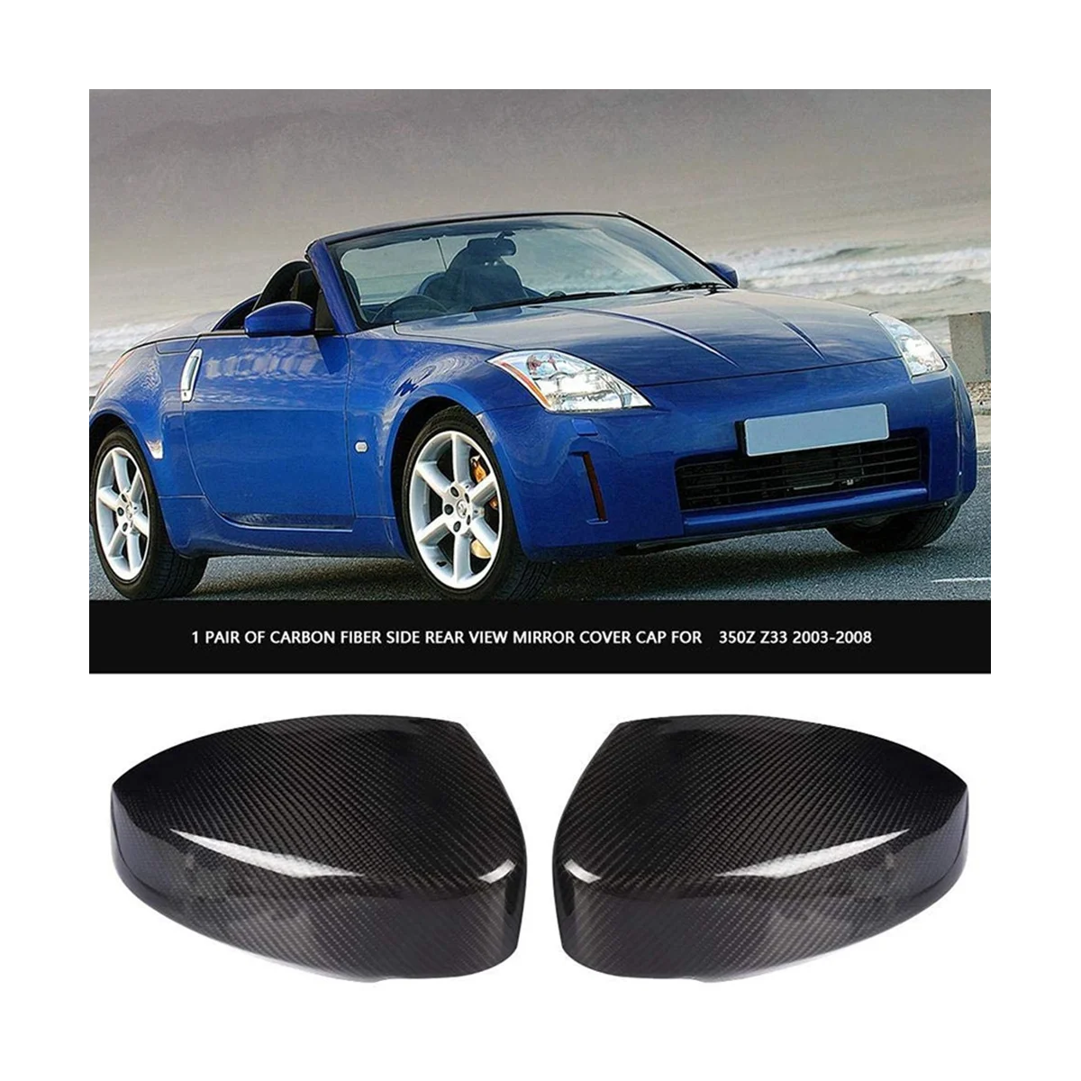 Боковые зеркальные колпачки из настоящего углеродного волокна наклейка для Nissan