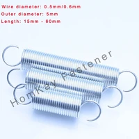 1020304050 pcs high quality galvanized stretching spring wire dia 0 5mm0 6mmouter dia 5mmlength 15 60mm with hook machine