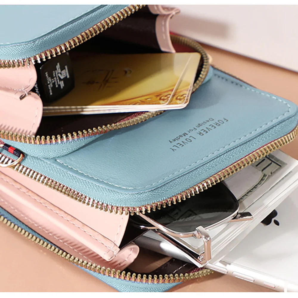 Mobile Phone Bags Women's Wallets Card Package Teeth Print Key Coin Purse Female Crossbody Bag for Apple/Huawei Cell Phone Pack