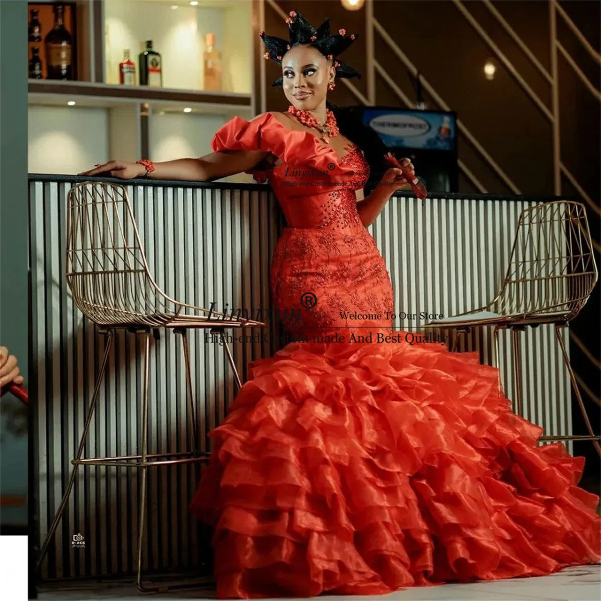 Оборки пышные платья русалки для выпускного вечера с прозрачной горловиной