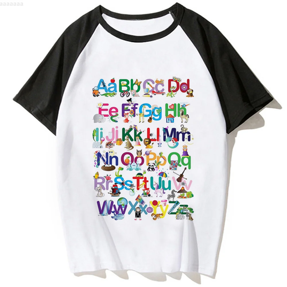 

Футболка с надписью «Алфавит» для мужчин, японская забавная футболка Y2K, одежда для мальчиков y2k