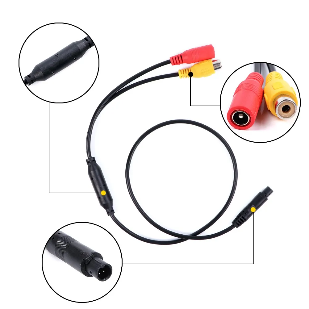 

1x 4-Pin Male Head Backup Reverse Camera Car Universal To CVBS RCA Female Connector Signal Power Adapter Harness Accessories