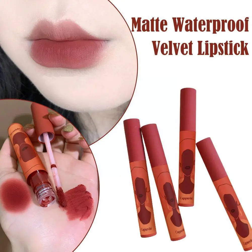 

1pc 4 Colors Matte Waterproof Velvet Lipstick Sexy Tool Makeup Profissional Long Red Cosmetics Lipstick Makeup Lasting Brow D7t4