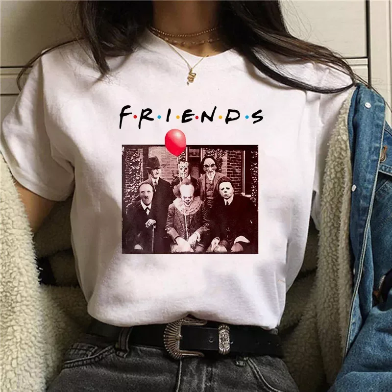 

tops2022 Horror Friends Halloween Women T-Shirt Top T Shirt Female Shirt
