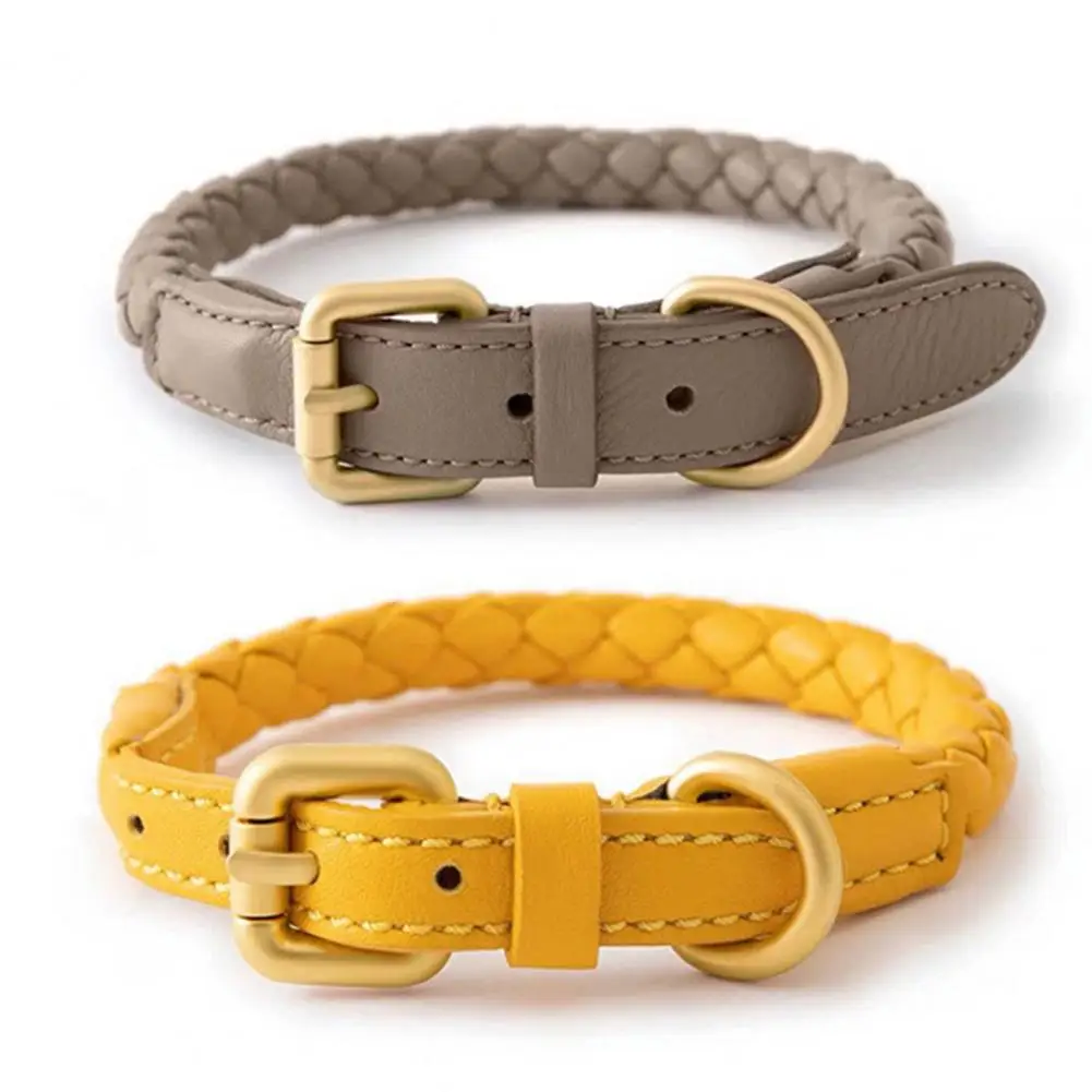 

Useful Faux Leather Solid Color Outdoor Walking Pet Neck Circle Dog Collar Decor Pet Product Pet Collar Pet Collar