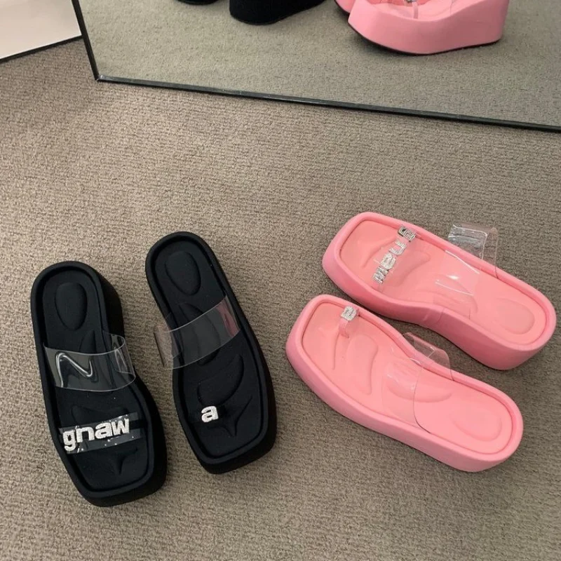 Wedges Platform Shoes Slippers Women Flip Flops Pvc Casual Slides 2023 New Summer Shoes Sandals Slingbacks Dress Lady Zapatillas