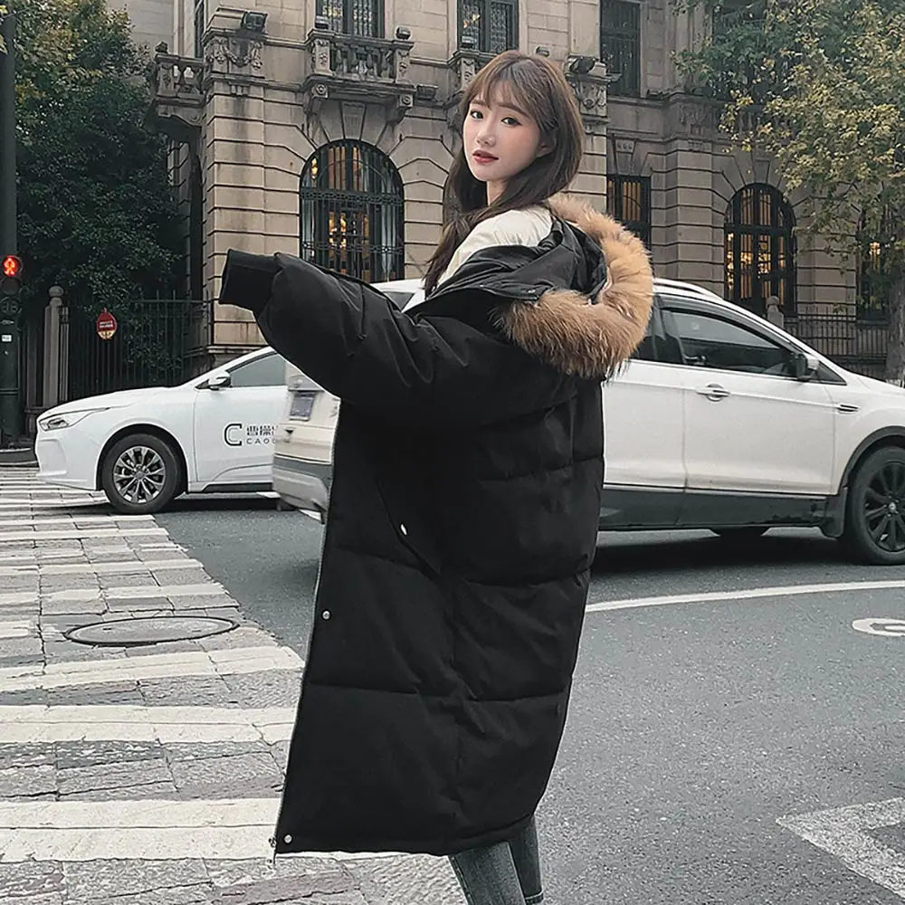 2022 Long Winter Coat Women Hooded Down Parka Ladies New Warm Winter Jacket Women Loose Big Fur Collar Jacket Coat Woman Jacket