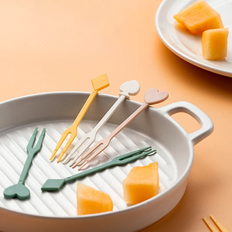 

36Pcs Disposable Fruit Snack Fork Dessert Food Picks Plastic Cake Forks Cocktail Picks Home Hotel Catering Party Fork Stick