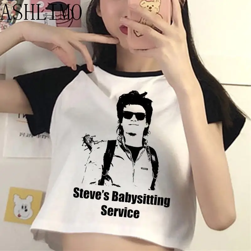 

Crop Top Cute Steve Harrington Crop Baby Stanger Things 4 Inspired Tee Summer Women Tee Steve Girl Retro Y2k Aesthetic T-shirt