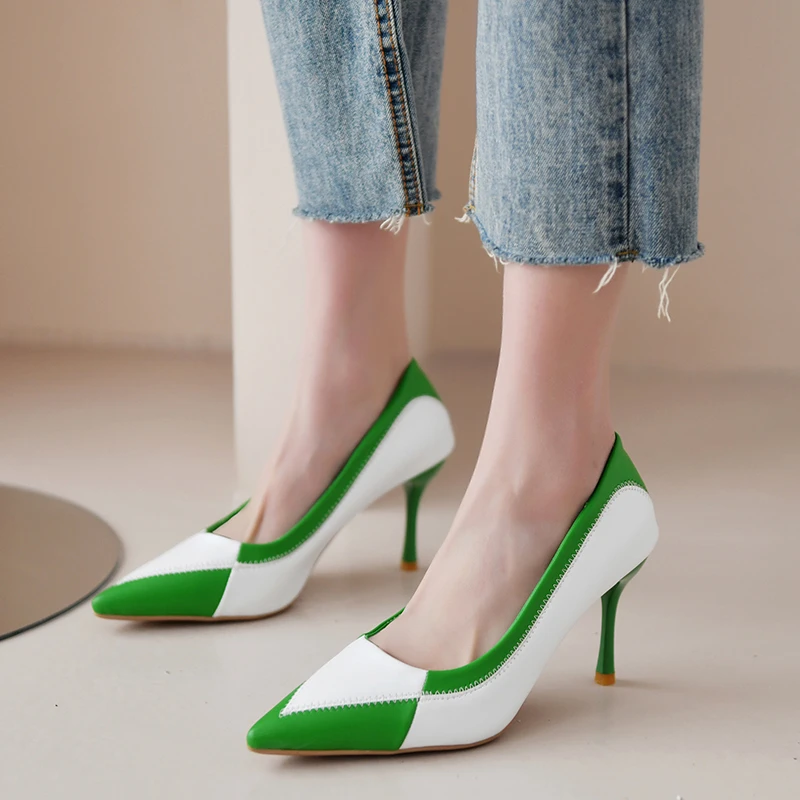 

Туфли женские на высоком каблуке, мягкая кожа, шпилька, модные банкетные туфли, заостренный носок, искусственная кожа, весна 2023