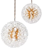 modern indoor design dandelion crystal lighting for restaurant decor chain glass chandelier pendant light