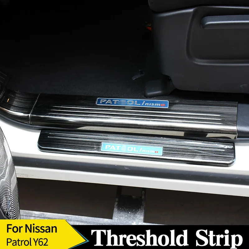 

Threshold Strip For Nissan Patrol Y62 Metal Protector Scratch Sticker Bar Black Auto Welcome Pedal Anti Kick Strips Accessories