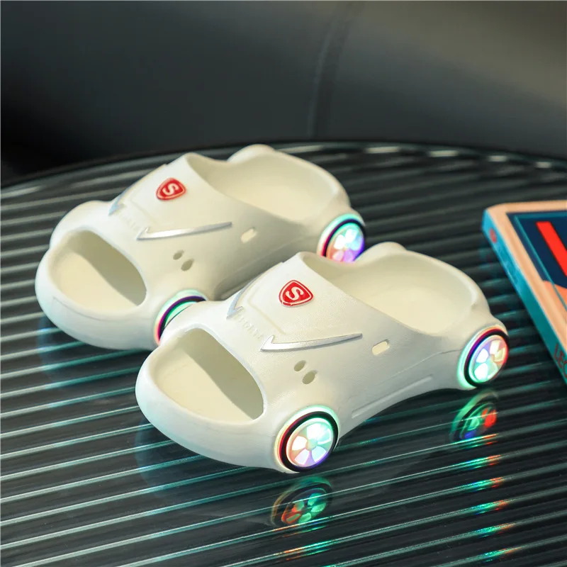 Children's New Slippers Children's Luminous Light in Summer Sports Cars Wear Soft Soled Anti-Skid Sandals Indoors and Outdoors