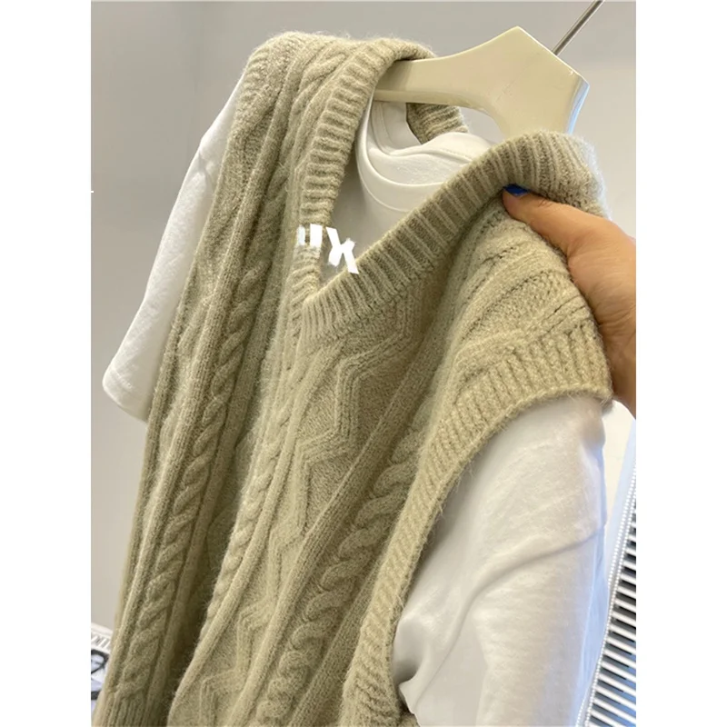 Японский модный ретро свитер с v-образным вырезом жилет для женщин ранняя весна