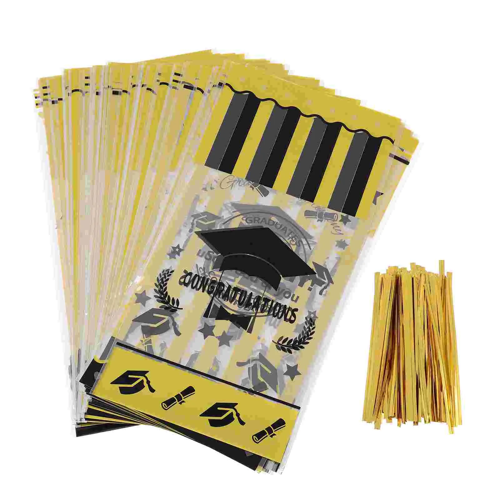 

100 Sets Graduation Chocolate Bags Candy Storage Bags Food Packing Bags