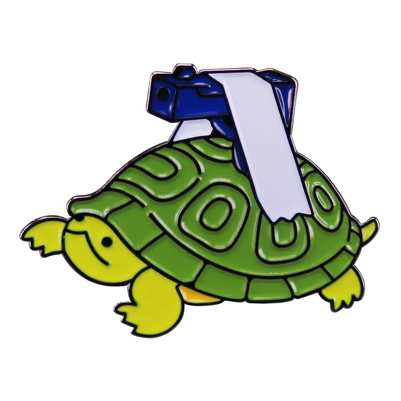 

Funny The Turtle with Gun Cartoon Brooch Pins Enamel Metal Badges Lapel Pin Brooches Jackets Jeans Fashion Jewelry Accessories