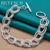 blueench 925 sterling silver double link ot buckle bracelet for women evening party fashion casual jewelry