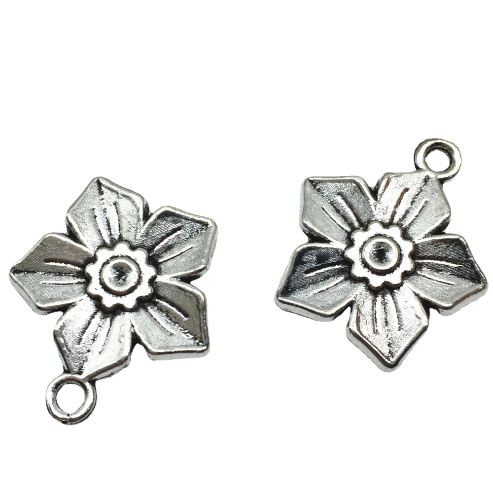 

30Pcs Alloy Flowers Charms Ancient Sliver Cherry Blossoms Pendants For Diy Jewelry Making Earrings Necklace Craft Accessories