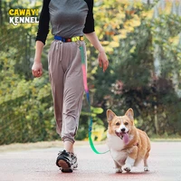 cawayi kennel nylon leashes pet dogs chain traction rope leads with waist free hands rope explosion proof chain for large dogs