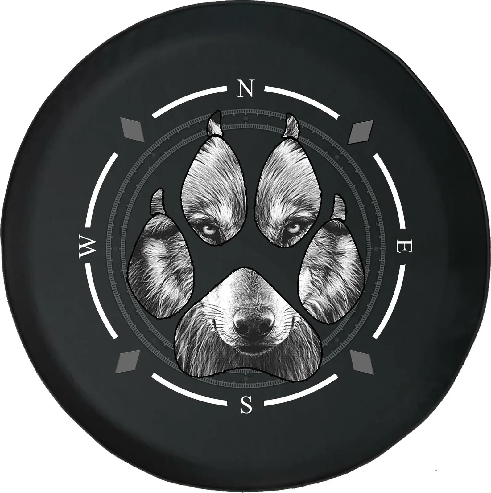 

Spare Tire Cover Compass American Grey Wolf Paw Print Fits Many Vehicles
