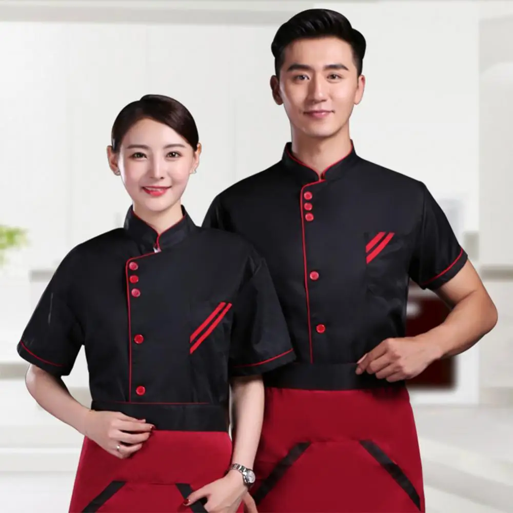 

Unisex Breathable Short Long Sleeve Stand-up Collar Chef Jacket Coat Hotel Restaurant Kitchen Service Uniform Workwear