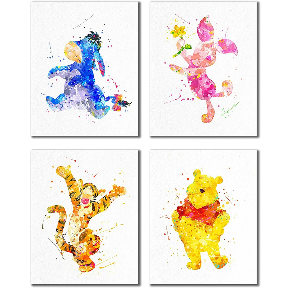 

Disney Винни Пух акварельные плакаты и принты медведь граффити на холсте искусство картина для детской комнаты домашний декор