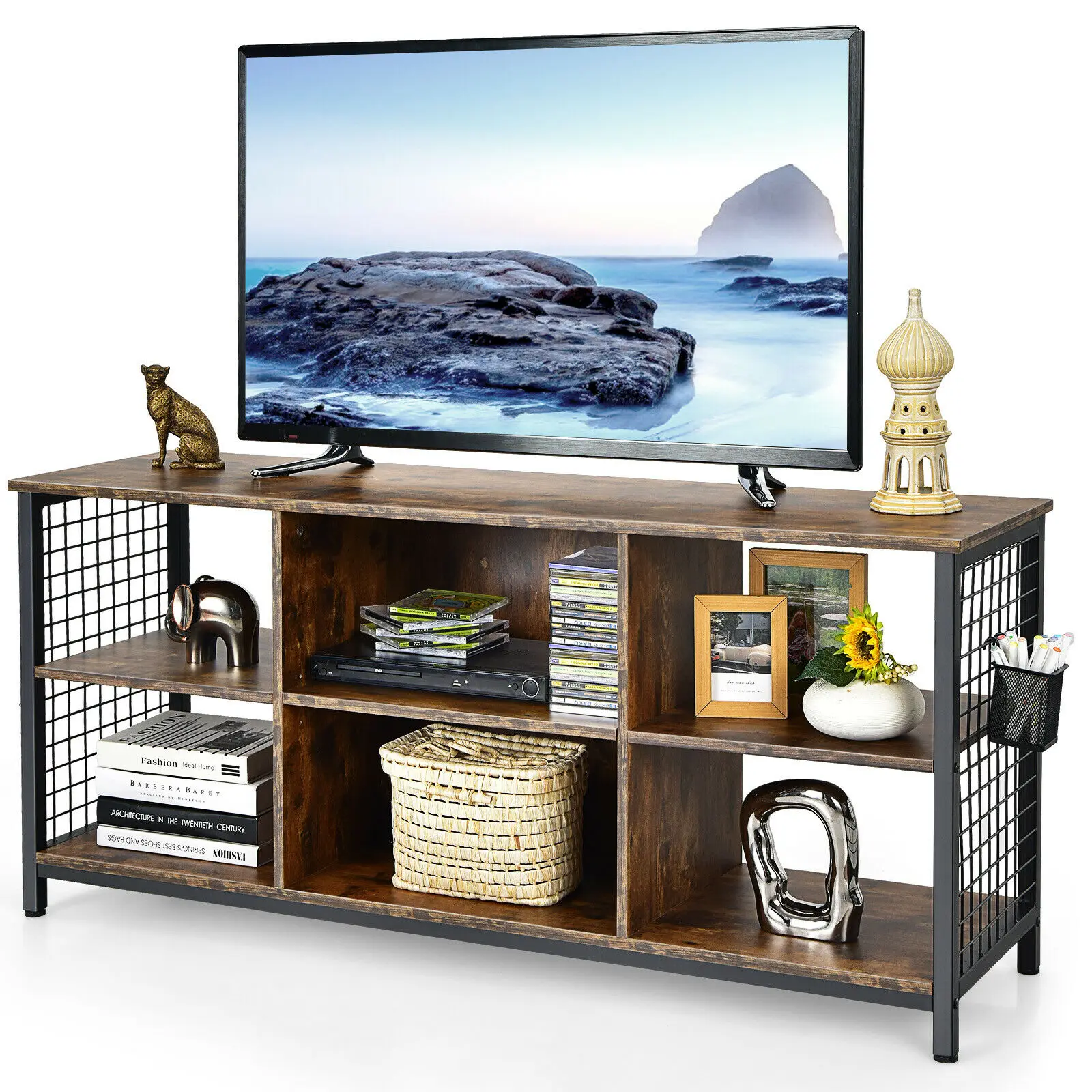 For Tv's Up To 65" Entertainment Media Center W/storage Bask