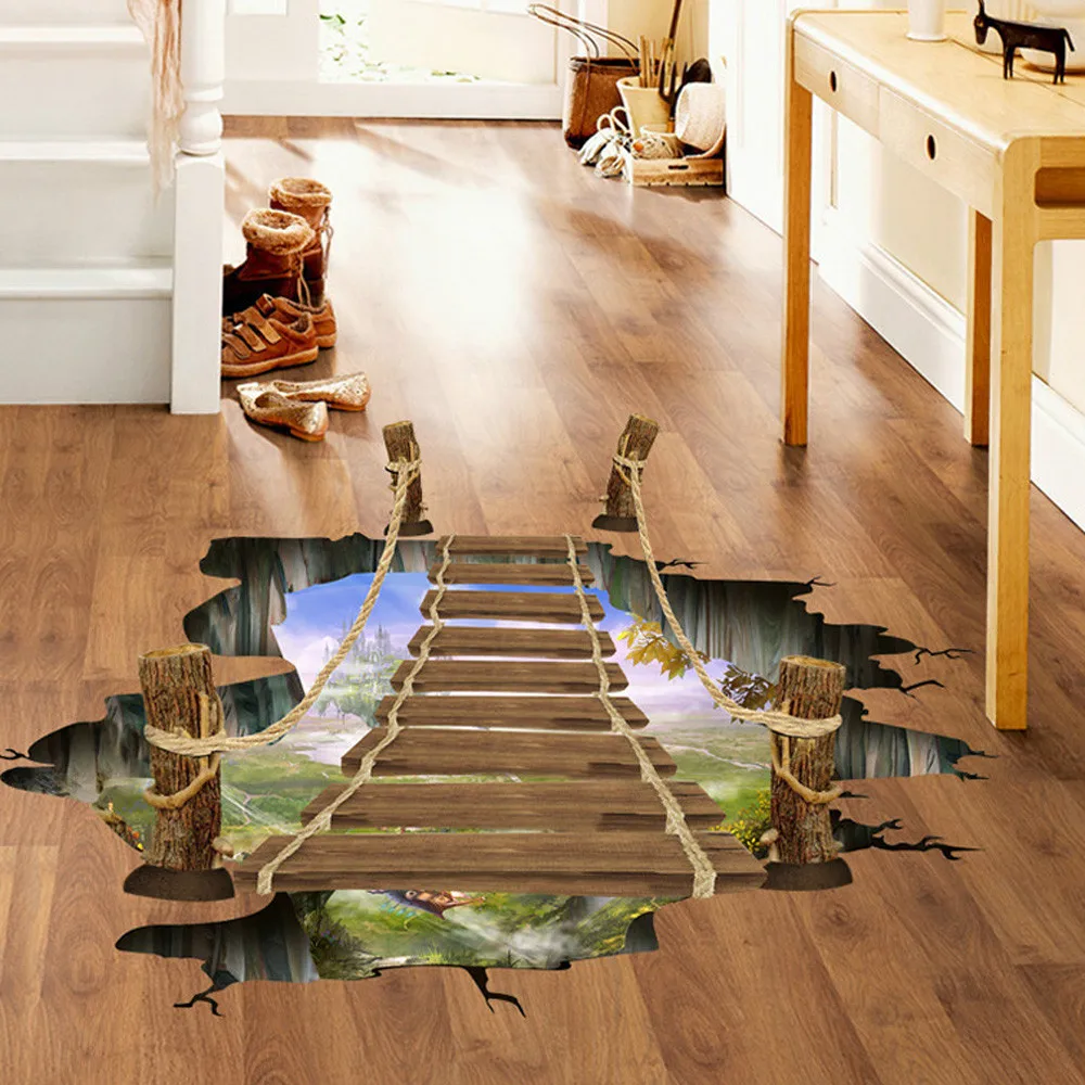 

3d Bridge Floor Wall Sticker Removable Decals Vinyl Art Mural Living Room Bedroom Decor Home Decoration Accessories Stickers