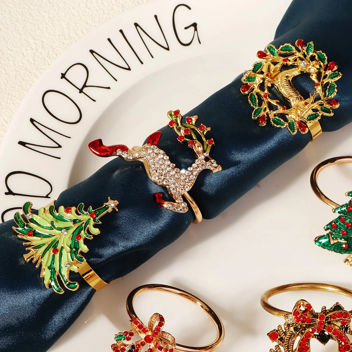 Набор пуговиц для рождественских салфеток-6 шт./компл. стразы из сплава