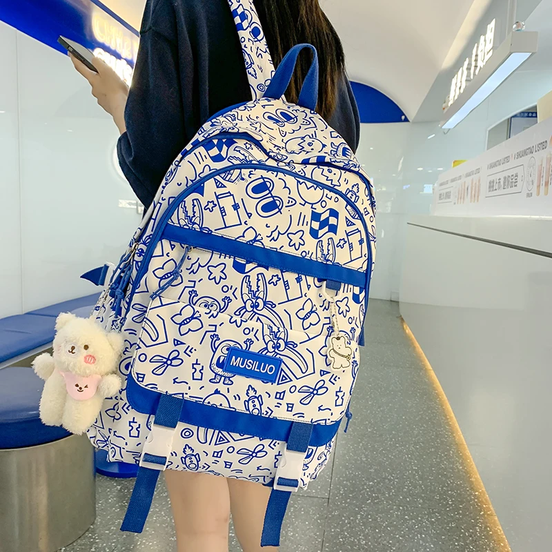 

Fashion Backpack For Women School Bags Men Travel Rucksack Graffiti Boy Girl Student Bag Female College Knapsack Laptop Mochila