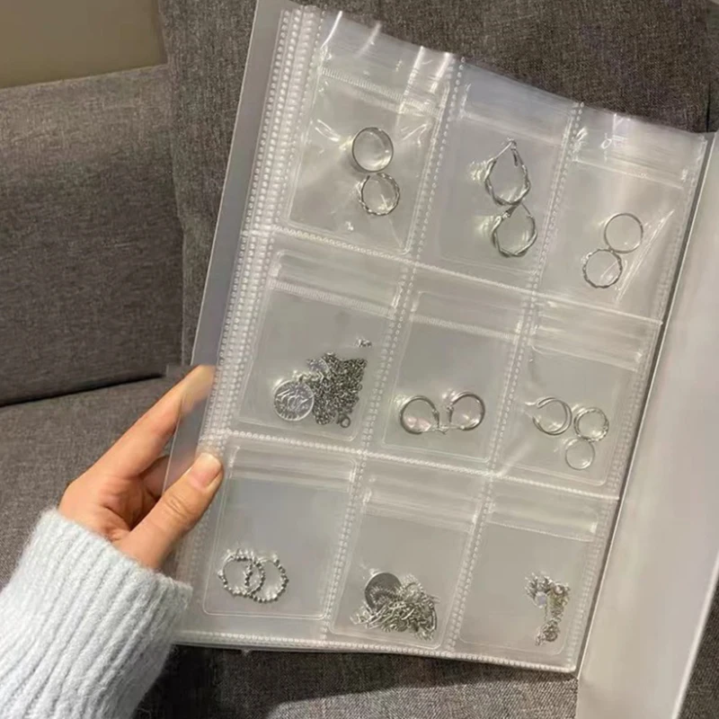 

Transparent Jewelry Storage Book Album Earrings Necklace Rings Display Stand Portable Packaging Holder Collection Organizer Case