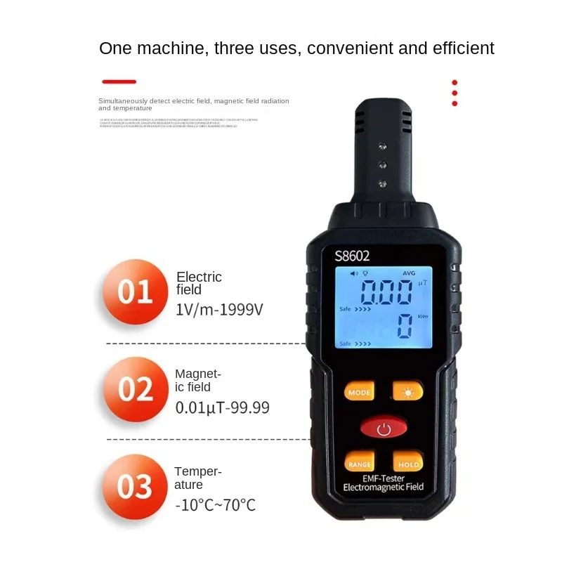 

3-in-1 EMF Meter Radia Frequency Meter Radiation Detector Electromagnetic Field Person Radiation Dosimeter Counter Dose Alarm