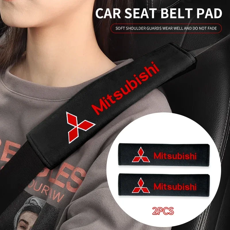 2 шт. замшевые автомобильные ремни безопасности для защиты плеч Mitsubishi логотип ASX