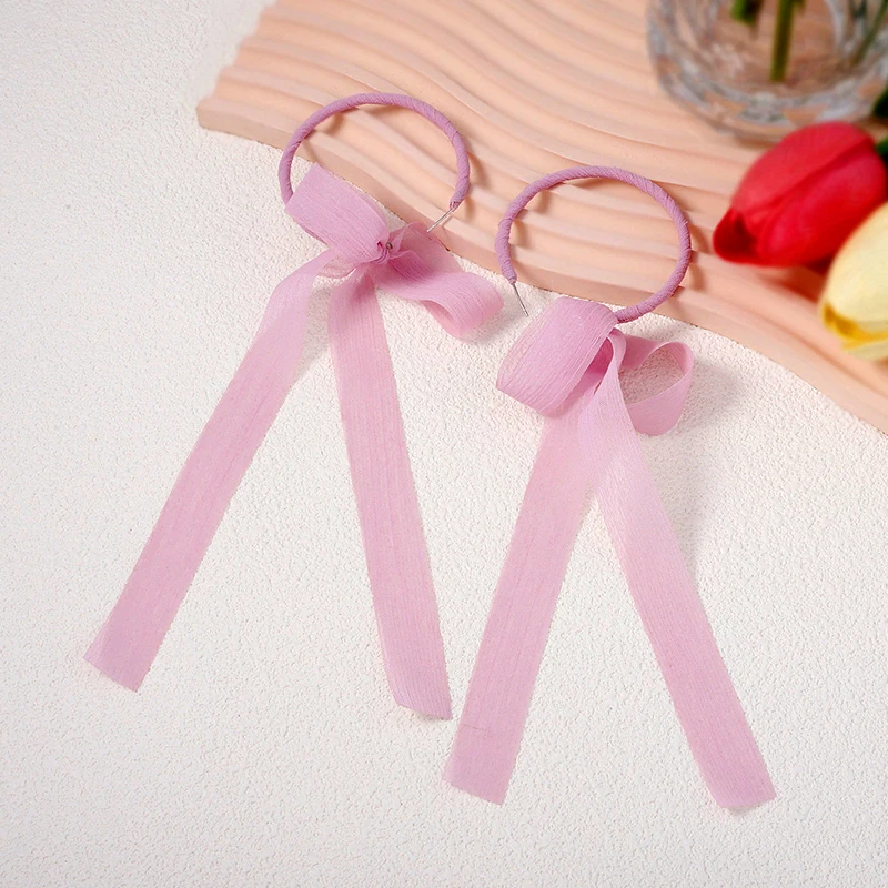 Винтажные шифоновые серьги-кольца с бантом для женщин и девушек модные длинные