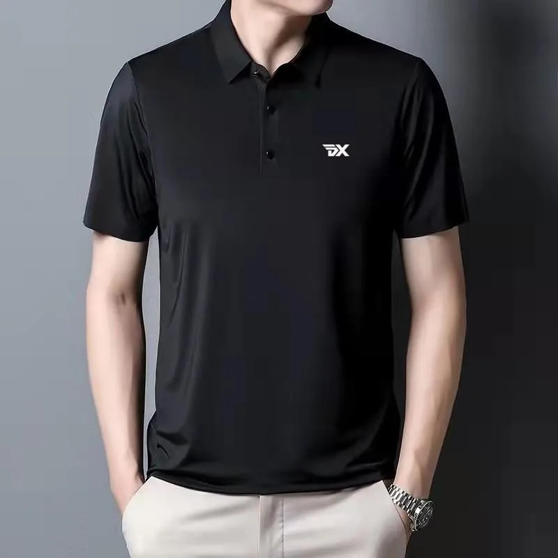 Men's Golf Ice Silk Jersey, 2023 Fashion Brand, Golf Apparel, Men's Outdoor Short Sleeve T-shirt, Summer Street Polo Shirt