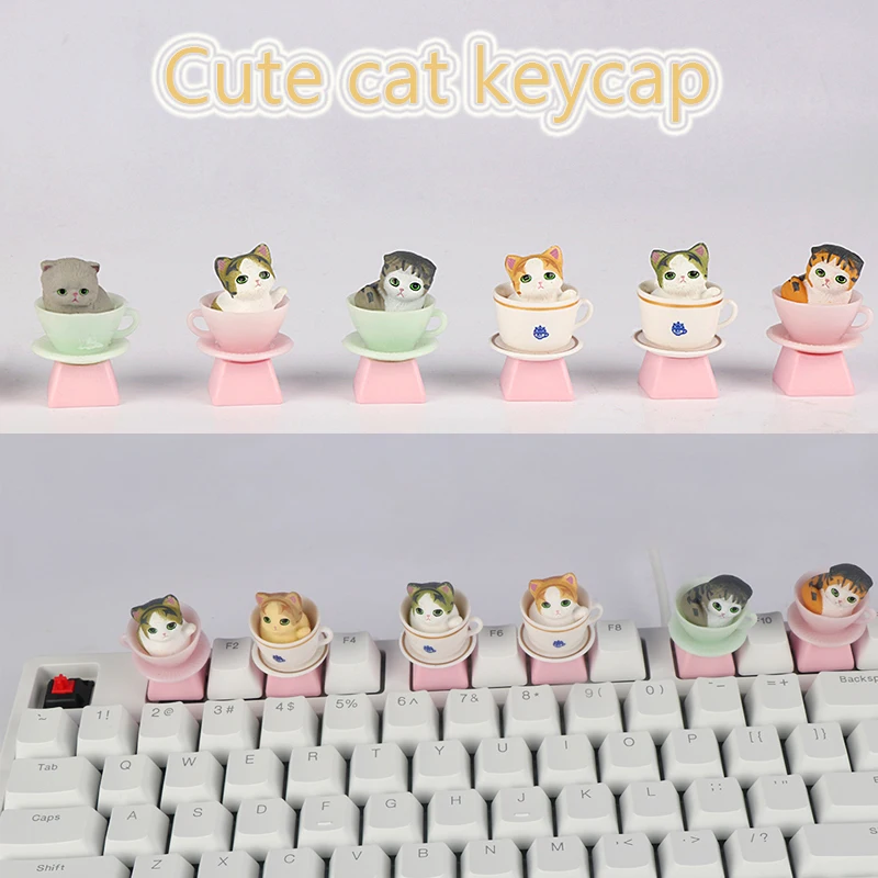 

1PC DIY Three -Dimensional Cute Cat Keycap Cherry MX Cross Shaft Manual Customized Game Mechanical Keychers