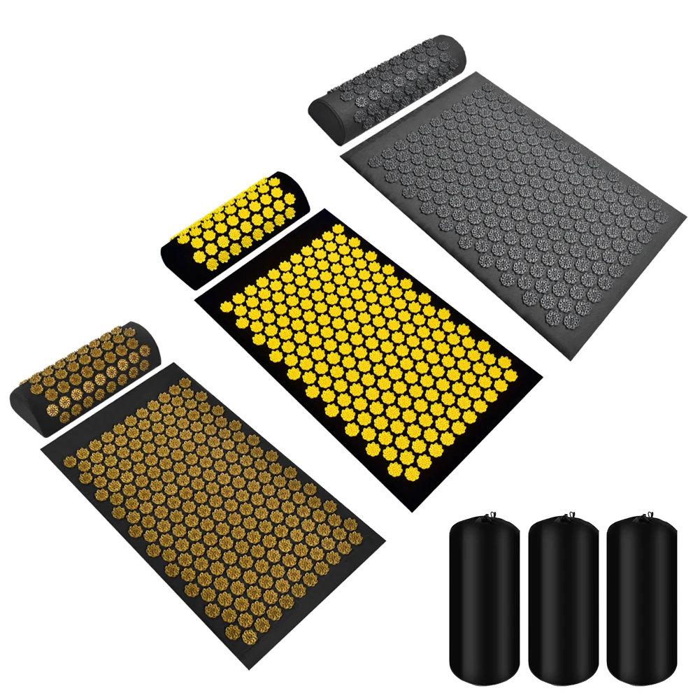 

Pro Fitness Yoga Lotus Acupressure Massage Pad Set Pain Relief Spike Cushion Mat for Health Care Massage Cushion
