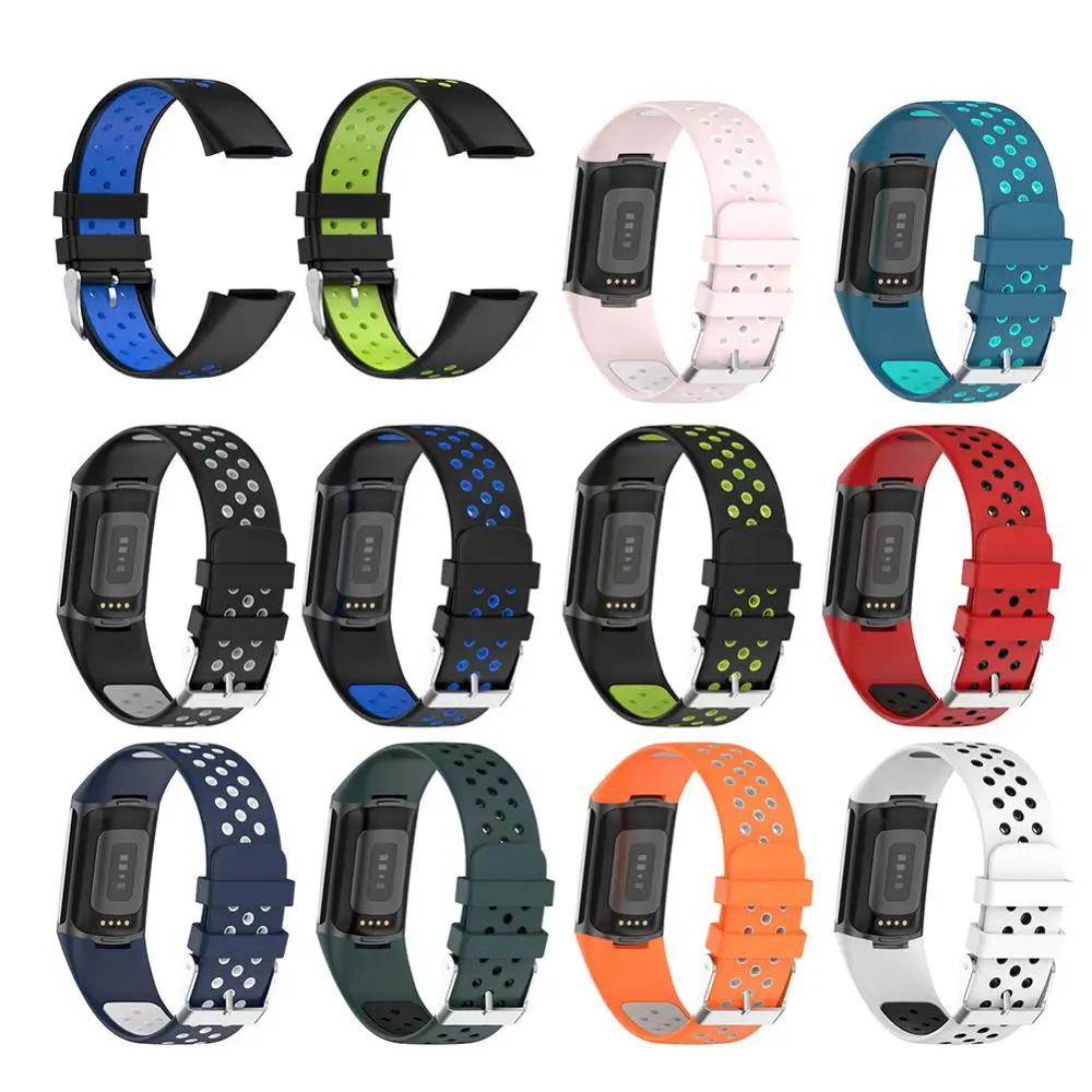 

Breathable Rubber Strap For Fitbit Charge 5 Correa Sport Replacement Silicone Wristband For Fitbit Charge5 Watch Bracelet