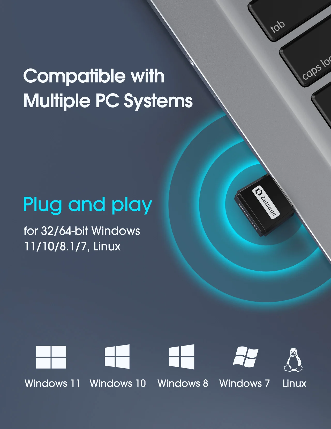 Zetsage USB Bluetooth 5 1 адаптер приемник передатчик 2 в для ПК Поддержка Windows 10/8/7 Linux ключ