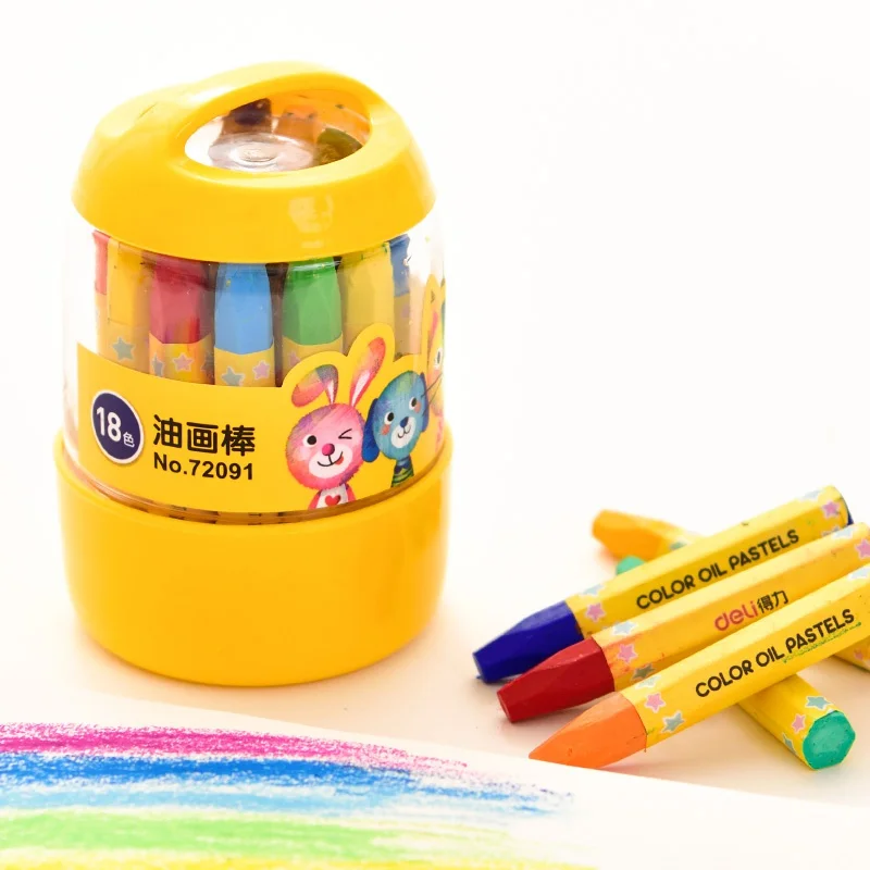 

Deli 12/18/24/36 Color Oil Pastel School Crayons Creative Cartoon Round Shape Drawing Non-Toxic Kids Student Art Supplies Newest