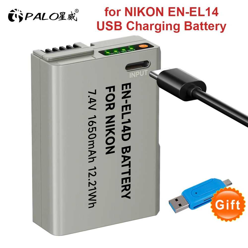 Фото PALO EN-EL14 EN-EL14a ENEL14 EN EL14 EL14a USB аккумуляторная батарея для NIKON D3100 D3200 D3300 D5100 D5200 D5300 P700 №1