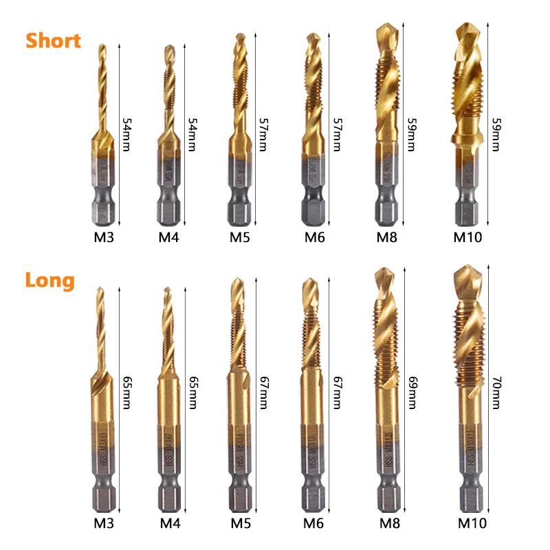 Набор сверл с шестигранным хвостовиком комплект из 3/6 комбинированных насадок