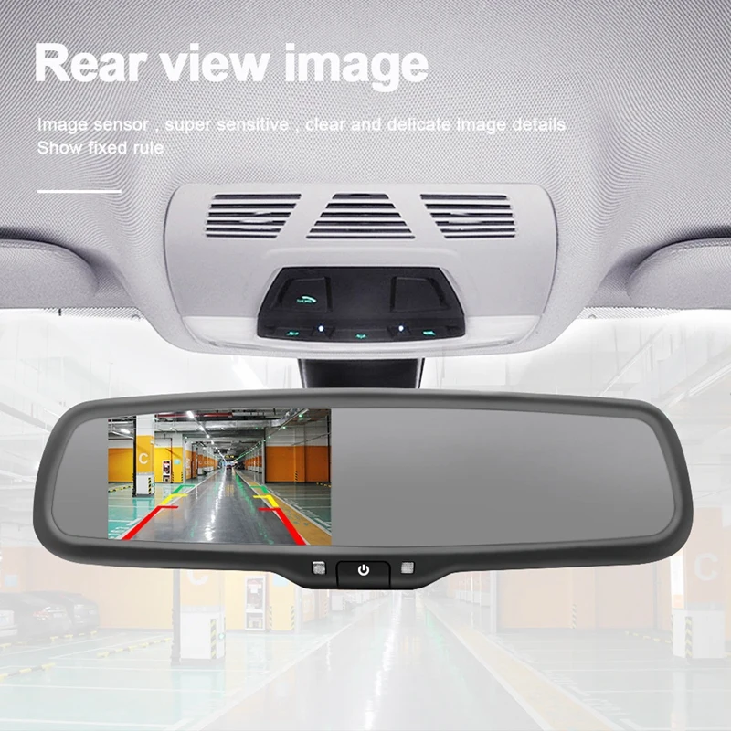 

Автомобильное зеркало заднего вида AHD с автоматическим затемнением, 4,3 дюйма + TFT ЖК-дисплей с камерой градусов и кронштейном, HD зеркало задне...